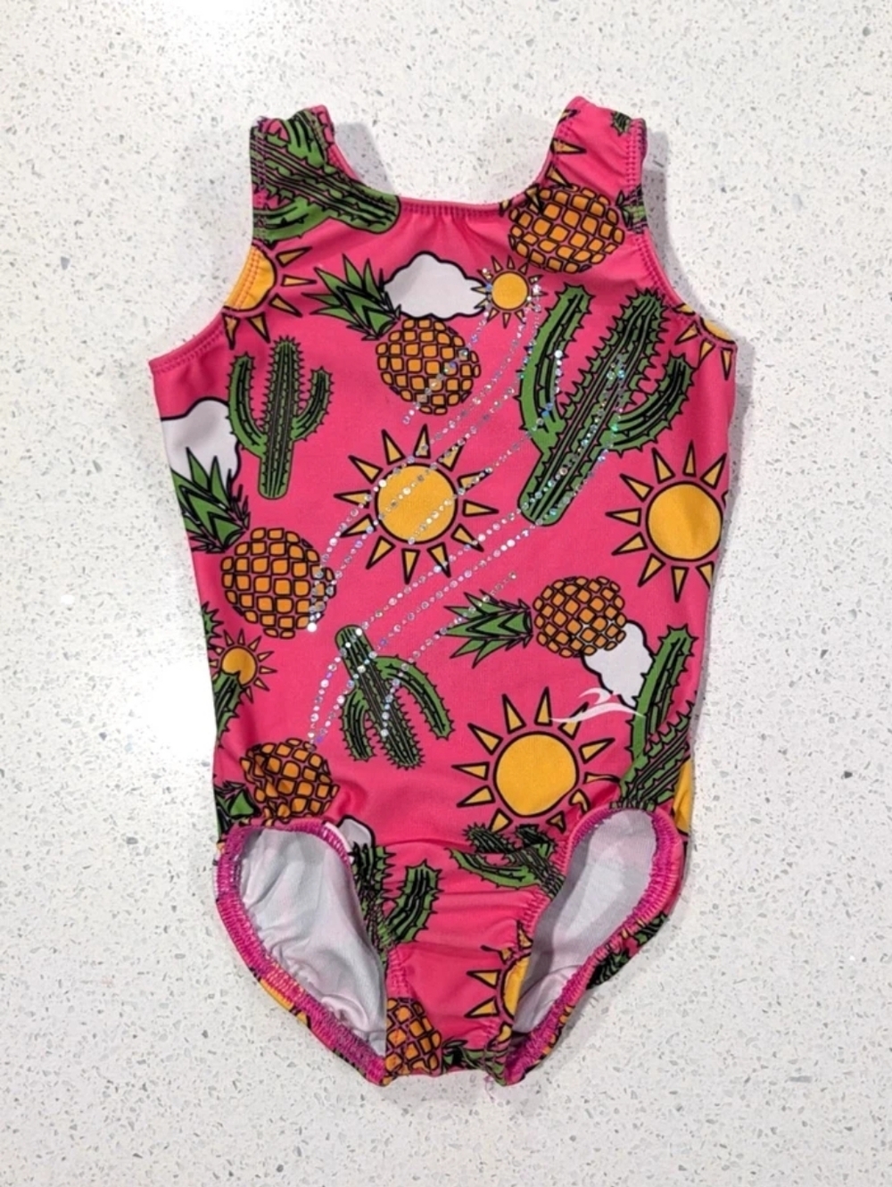 TINY TODDLER Motionwear Gymnastics Dance Leotard XXS 2xs Small SUMMER CACTUS FUN